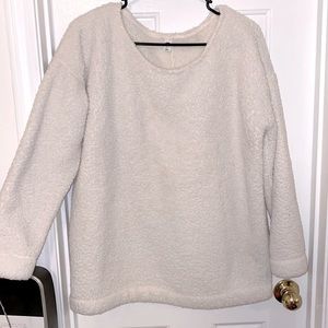 Wide neck fuzzy sweater